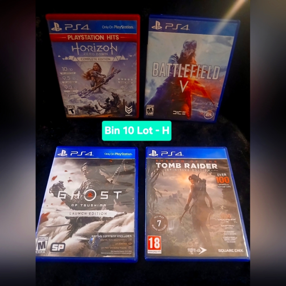 4 Game Lot Sony PS4 Game Set with Blue and Red Cases